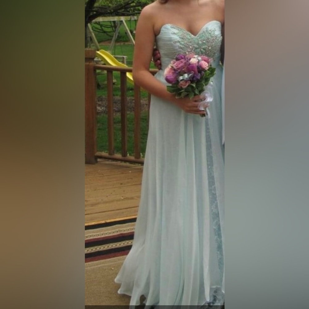 Light blue strapless dress